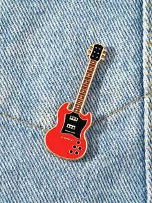 ZAKOL Vintage Metal Enamel Electric Guitar Brooch Unisex, Music Instrument Lapel Pin Badge Fashion Jewelry Gift - Multicolor - View 3