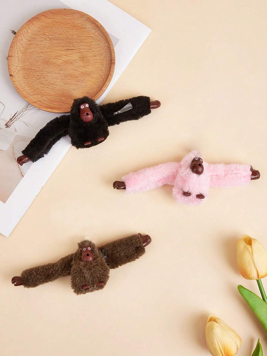 Cute Plush Monkey Keychain, Long Arm Cartoon Animal Pendant, Soft Bag Charm, Backpack Decoration, Car Keychain Accessory, Gift - Multicolor - View 1