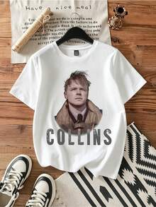 Tom Collins  Style Vintage Tee.Vintage Graphic Print Casual Cotton Short Sleeve T-Shirt - White - View 1