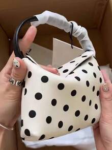 Süße weiße Polka Punkt PU Leder Handtasche, glatter & strapazierfähiger Stoff, perfekt für alle Jahreszeiten, ideal für Pendeln, Einkaufen und Freizeitaktivitäten, geeignet für Studenten & junge Berufstätige - Weiss - Übersicht 4