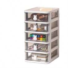 1pc/Transparent Cartoon Desktop Small Drawer Plastic Mini Storage Box Rabbit Shaped Stationery Organizer Multi-Layer Optional Suitable For Various Small Items School Supplies - A - View 5