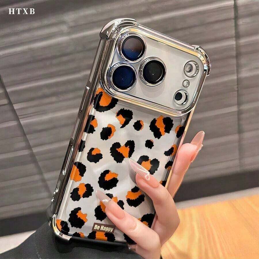 Phone Cases 2026. A Phone Case With An Orange And Black Leopard Print On A White Background, Featuring A Flight Path Design, Compatible With IPhone 17/Air/16/15/14/13/12 Pro/12/XS Plus Max. This Stylish Phone Case With Reinforced Corners And An Airbag Design Showcases A Modern Look. Available In A Variety Of Colors, This Classic, Shockproof Hybrid Case Makes A Perfect Gift For Friends And Family On Halloween, Christmas, And Thanksgiving. - 白色的 - 查看 1