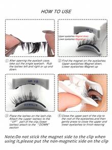 2 Pairs Magnetic False Eyelashes Individual Lashes Extension Tools Set Accessories Half Fake Eyelash Makeup Cosmetics - Black - View 5