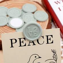 20pcs Heart Pattern Self-Adhesive Wax Seal Stickers, Suitable For Gifts, Wedding Invitation Envelopes Sealing - LOVE-cyan - View 6
