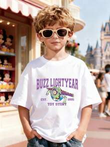 Disney Official Licensed Toy Story Buzz Lightyear Kids T-Shirt, Boys 4-12Y Cotton Tee, Ultra Comfort Super Soft Relaxed Fit, Stylish Front & Back Print, High-Visibility Casual Daily Top, Ideal For Birthday/ Holiday Gifts & Souvenirs, New Arrival, Express Delivery - White - View 2