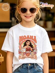 Officially Licensed Disney Moana Kids T-Shirt, 100% Cotton "Moana Est 2016" Floral Butterfly Graphic Tee With Heihei, Unisex For Boys & Girls Ages 4-14, Soft Breathable Fade-Resistant Fabric, Ideal For Theme Park, School & Daily Casual Wear, Perfect For Vacation, Birthdays & Children's Day Gifts - trắng - Xem 1