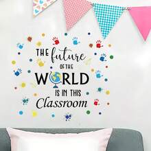 Colorful Handprint Inspirational Text Wall Sticker, Classroom & Home Decor Wall Paper, Living Room Decoration - C - View 9