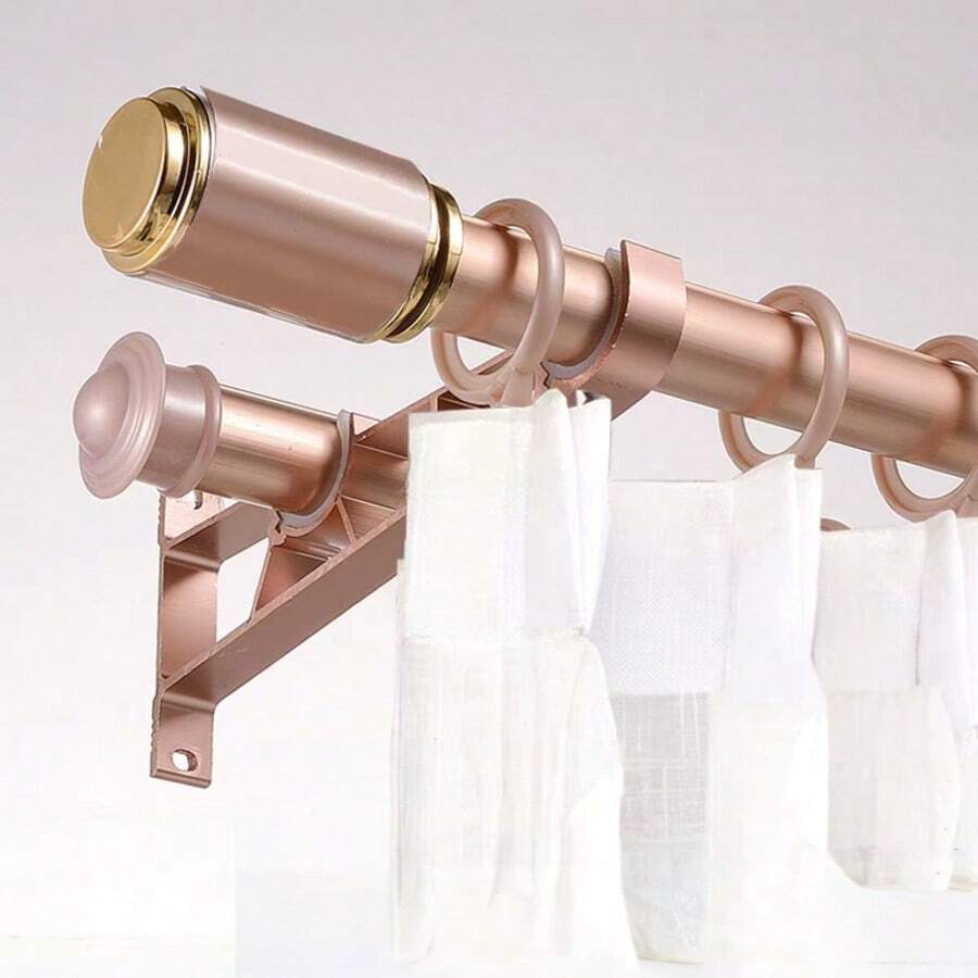 2 Sets Double Layer Curtain Rod Brackets, Metal Curtain Rod Support Brackets, Black Heavy Duty Curtain Rod Brackets With 4 Screws And Expansion Tubes, Suitable For Curtain Rod Wall Mounts, Can Support Up To 110.23 Lbs - 2 Curtain Rod Brackets + 4 Screws and Wall Anchors - View 1