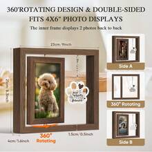PIKPEOD Pet Memorial Picture Frame Gifts For Loss Of Dog Cat, Sympathy Remembrance Bereavement Condolence Gift For Dog Cat Pet Passing Away, Personalized Wooden Picture Frames 4x6 - ColorB - View 4