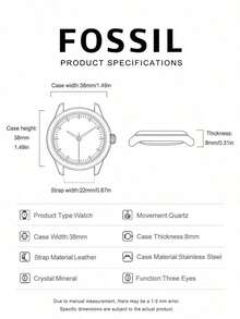 Fossil 美式復古女款石英手錶，生日、週年紀念、情人節、母親節、成年禮禮物，輕奢休閒女錶，附日期顯示與螢光指針 ES3811 - 白色 - 查看 8