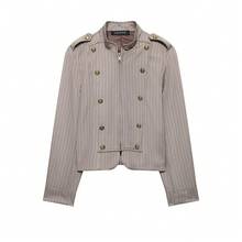 Camellia New Arrival Women's Fashion Minimalist Striped Fitted Blazer, Autumn/Spring Vacation Brown - Brown - View 1