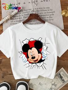 Kids' Disney Mickey Mouse Double-Sided T-Shirt, Featuring Breakthrough Mickey On Front And Mickey Body Print On Back, White Cotton Short Sleeve Tee - White - View 4