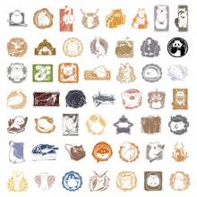 50 piezas de pegatinas decorativas con patrones de animales, perro, conejo, pájaro, serpiente, zorro, pingüino, de vinilo, adecuadas para agenda, computadora, álbum de recortes, equipaje, botella de agua, teléfono, regalo - Multicolor - Ver 2