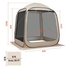 Screen House Tent, 6 X 6 Ft, 4-6 Person Pop Up Screen Tent, Portable Screened In Canopy With Carry Bag, Netting Sides, Ground Stakes, For Garden, Patio, Backyard, And Outdoor Activities, Beige - 6 x 6 ft, 4-6 Person Pop Up Screen Tent - 查看 11