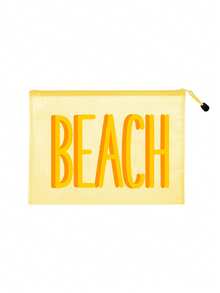 多色防水時尚網格海灘包，印有「Beach」圖案，大容量透明化妝包，海灘主題，防曬收納，適合春夏季，適用於游泳、海灘、潛水和夏季度假，學生返校，送給朋友、家人、閨蜜、同學的禮物。生日、節日、派對、婚禮（伴娘）、教師節的完美禮物和紀念品。郵輪必備，畢業、夏季度假、返校、開學禮物 - 彩色 - 查看 15