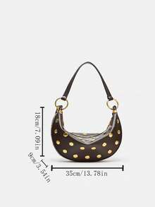 Steampunk Style Mushroom Stud Asymmetrical Shoulder Bag For Women - Coffee - View 10