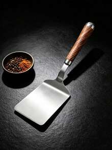 1 Cái Xẻng Nướng Bằng Thép Không Gỉ 430 Với Tay Cầm Gỗ - Xẻng Lật Nặng Dùng Cho BBQ, Bếp Nướng, Nấu Ăn Trên Bề Mặt Phẳng & Nướng Bánh Trong Bếp - A - Xem 7