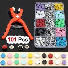 Set Of 101 Colorful Metal Snap Fasteners With Pliers And Tools For Hand Sewing Of Clothes, Hats And Bags, Essential For DIY Projects For Beginners. - 101 Pcs B - View 4