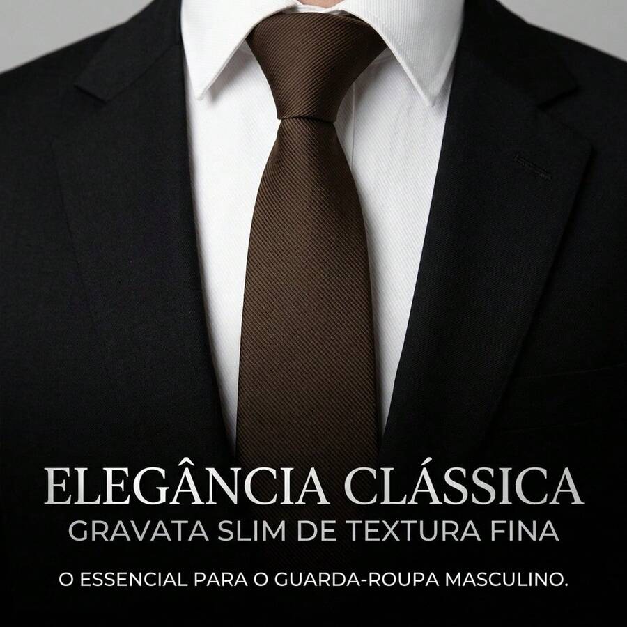 Men's Tie In A Solid Color, Matte Finish, Fine Texture, Ideal For Formal Suits, Weddings, Grooms, A Professional And Sophisticated Look. - Coffee Brown - View 1