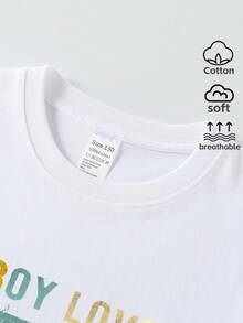 Boys' T-Shirt "This Boy Loves Monster Trucks" 100% Cotton, Soft And Comfortable For Everyday Wear, Suitable For Home, Outdoors And Sports Activities, Comfortable And Breathable - 粉色 - 查看 4