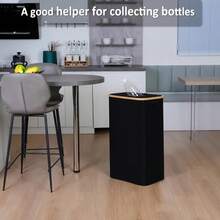 1pc 100L Bamboo Frame Recycling Bin, Foldable Bottle And Can Collection Basket, Large Capacity Laundry Basket, Kitchen, Bathroom, Laundry Room And Home Waste Sorting Organizer - Multicolor - View 5