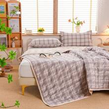Lightweight Summer Quilt, Air Conditioning Quilt, Cooling Blanket, Single/Double Bed, Breathable Summer Comforter, Suitable For Camping & Hiking, Perfect Gift For Back To School Season, No Pillow Case Or Inner Filling Included - Watermelon Pink - View 6