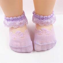 1 Pair Baby Girls' Lace Princess Short Socks, Lightweight, Breathable, Invisible Socks For Infants & Toddlers, Elegant Princess Style, Comfortable For Everyday Wear & Learning To Walk, Spring/Summer - Multicolor - View 8