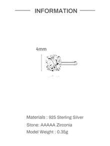 1件 2mm-5mm 925純銀直型L型鼻釘環 女款男款穿刺針身體飾品 低過敏性唇釘式推入式耳環 - 銀色 - 查看 7