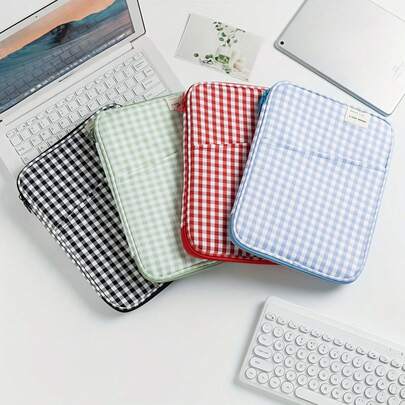 1 túi đựng máy tính bảng họa tiết kẻ caro tối giản, phù hợp cho laptop 11 inch và 13 inch, vật dụng thiết yếu cho người dùng laptop di chuyển