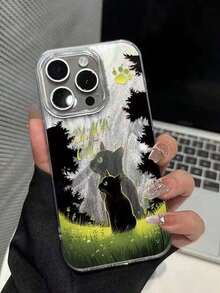 Funda de teléfono con gato negro de bosque lindo, compatible con iPhone 17/16/15/14/13/12/11 Pro Max Plus, patrón abstracto Y2K, funda protectora suave - Multicolor - Ver 3