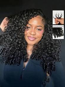 18Inch Feather Crochet Human Hair  50g/150g/200g/250g Extension Easy To Install For Braiding Kinky Curly Pre-Separated Invisible Knotless Small Spirals Curly Crochet Hair - Natural Black - 查看 1