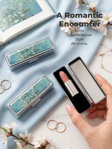 1 PC Silver-Plated Rectangular Lipstick Organiser With Make-Up Mirror – Mini Make-Up Mirror, Multi-Functional Storage Box (Classic Patterned Lipstick Organiser With Mirror; Doubles As A Jewellery Box And Jewellery Organiser - Multicolor - View 30