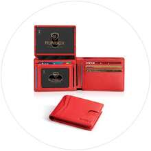 Wallet For Men Slim Rfid Leather 2 ID Window With Gift Box Slim, Rfid, 2 ID Window, With Gift Box, Slim, Rfid - A Pure Red - View 8