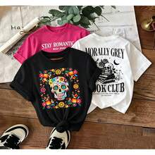 Elija entre 3 estilos de ropa casual de algodón de alta calidad. En  caliente, destaca la personalidad y es de moda.1 pieza, 2026, Camiseta de manga corta con cuello redondo y estampado de letras y estrellas de mar para mujer, ropa de verano 100% algodón para mujer, tops de verano, conjuntos de playa para mujer. - Negro - Ver 1