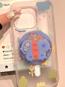 1pc Fresh Style Girly Pink Butterfly Rotating Magnetic Phone Stand, Telescopic Portable Phone Desk Holder, Suitable As Holiday Gift For Sisters, Girlfriends And Classmates (Use With Magnetic Plate For Firmer Grip And Less Likely To Fall Off) - Purple Butterfly - View 2