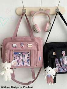Japanische High School Mädchen JK transparente Tragetasche Rucksack Umhängetasche Schultertasche Ita Tasche große Umhängetasche Damen Ita Tasche - Altrosa - Übersicht 4