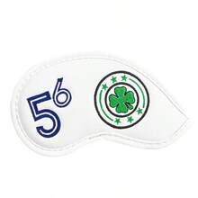 Sarung Kepala Stik Golf FINGER TEN untuk Iron & Wedge 52° 54° 56° 60° Dua Sisi 1 buah, Kulit PU Premium dengan Angka Bordir untuk Identifikasi Mudah, Perlindungan Shaft yang Lebih Baik, Cocok untuk Pegolf - Putih - View 10