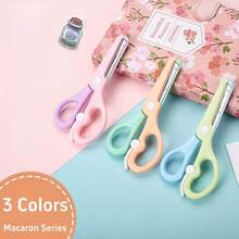 1pc Macaron Color Plastic Scissors, Colorful Artistic Creative Scissors With Spring Design, Smooth Rounded Blades, Anti-Pinch Plastic Training Scissors Suitable For Paper Cutting, Back To School Essential - Plastic Scissors - View 12