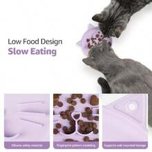 Silicone Slow Feeder Dog Cat Bowls, Interactive Puzzle Toy For Pets Dry/Wet Food Training, Keeps Dogs Cats Busy, Prevents Puppy Kitty Overeating Purple, 0.8 Cup - 0.8 杯 - 查看 2