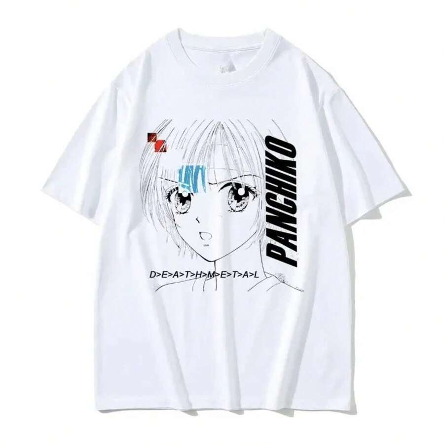 Panchiko DEATHMETAL-Camiseta con estampado gráfico del álbum Rock para mujer, camisetas informales Vintage, ropa de calle gótica, camisetas gráficas Y2K - Blanco - Ver 1
