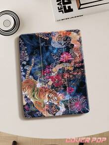 虎百合圖案 適用於 Ipad Air 8 (M4) 2026 (11 吋)/2026 (13 吋), Air 4/5 10.9 吋, 第 10 代, 7/8/9 代 10.2 吋, Galaxy Tab S6 10.4 吋, Tab A7 Lite 8.7 吋, INS 風格 內建筆槽, 自動休眠/喚醒, 適合返校、情人節、節日禮物 - 彩色 - 查看 7