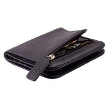 Toughergun Women's Small Slim Leather Wallet With RFID Protection, Compact Bifold Mini Purse With Clear ID Window - CH Black - 查看 8