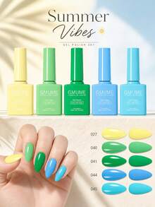 GMUME 5件套夏季美甲凝胶套装，7.5ml可卸UV LED灯黄色、蓝色、绿色、珊瑚色、亮色、冷色调，沙滩度假风美甲凝胶套装，美甲礼品，美甲沙龙用品，专业美甲凝胶套装，美甲凝胶套装 - 彩色 - 查看 2
