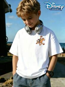 Disney Toy Story Sheriff Woody And Bullseye Casual Summer Tops, Perfect For Cool Boys. Teen Boy Gift,Comfortable And Breathable Children's Short-Sleeved T-Shirt. 180g Pure Cotton Children's Clothes,Suitable For Both Boys And Girls.Suitable For Daily Wear, Vacations, Outdoor Activities, And As A Children's Gift. - trắng - Xem 2