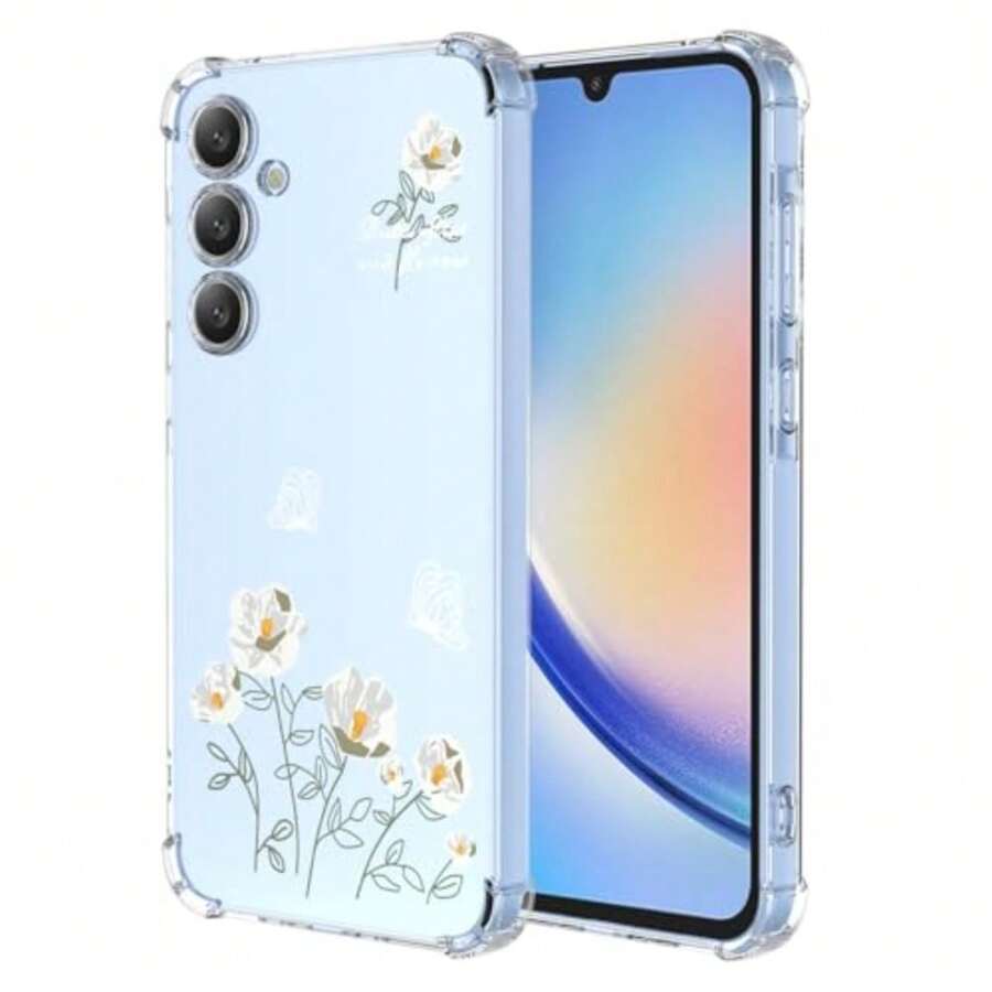 Case For, Transparent Case With Aesthetic Butterfly And Flower Designs, Anti-Yellow Soft Silicone Slim Anti-Shock Anti-Scratch TPU Bumper Case - 三星 Galaxy A55 - 查看 1