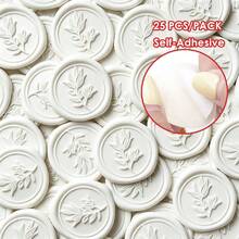 25 pegatinas de sello de cera blanca, adecuadas para sobres de invitaciones de boda, manualidades de cajas de regalo, sobres de tarjetas de Navidad - TD153 - Ver 7