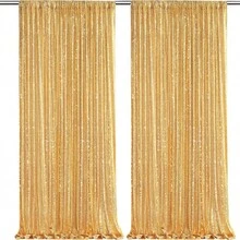 Shiny Sequin Party Backdrop Curtain, Birthday Party Decorations, Birthday Banner, Birthday Backdrop, Birthday Party Supplies, Reusable For Home Decor, Wedding, Baby Shower Decoration, Suitable For Gold & Black Stand: Everyday Use And Party Occasions, Timeless Sparkling Backdrop Cloth - Gold - View 10
