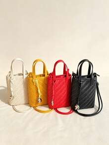 Túi đeo chéo mini nam màu đen bằng nylon, dây rút, kiểu dáng xô, đựng điện thoại, thích hợp cho đi lại hàng ngày và phong cách đường phố. - Nhiều màu - Xem 3