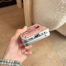 1个粉色卡通猫咪PC折叠手机壳，兼容三星Galaxy Z Flip7/ZFlip6/ZFlip5/ZFlip4/ZFlip3，皮革保护套 - 彩色 - 查看 5