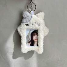 1 pièce Porte-carte de forme mignonne de chat au beurre, porte-carte de campus en peluche de lapin, porte-carte pendentif portable, utilisé pour la carte de repas/carte de bus/carte d'employé, affichage et stockage de carte d'idole, rentrée scolaire - pochette de carte - Voir 9